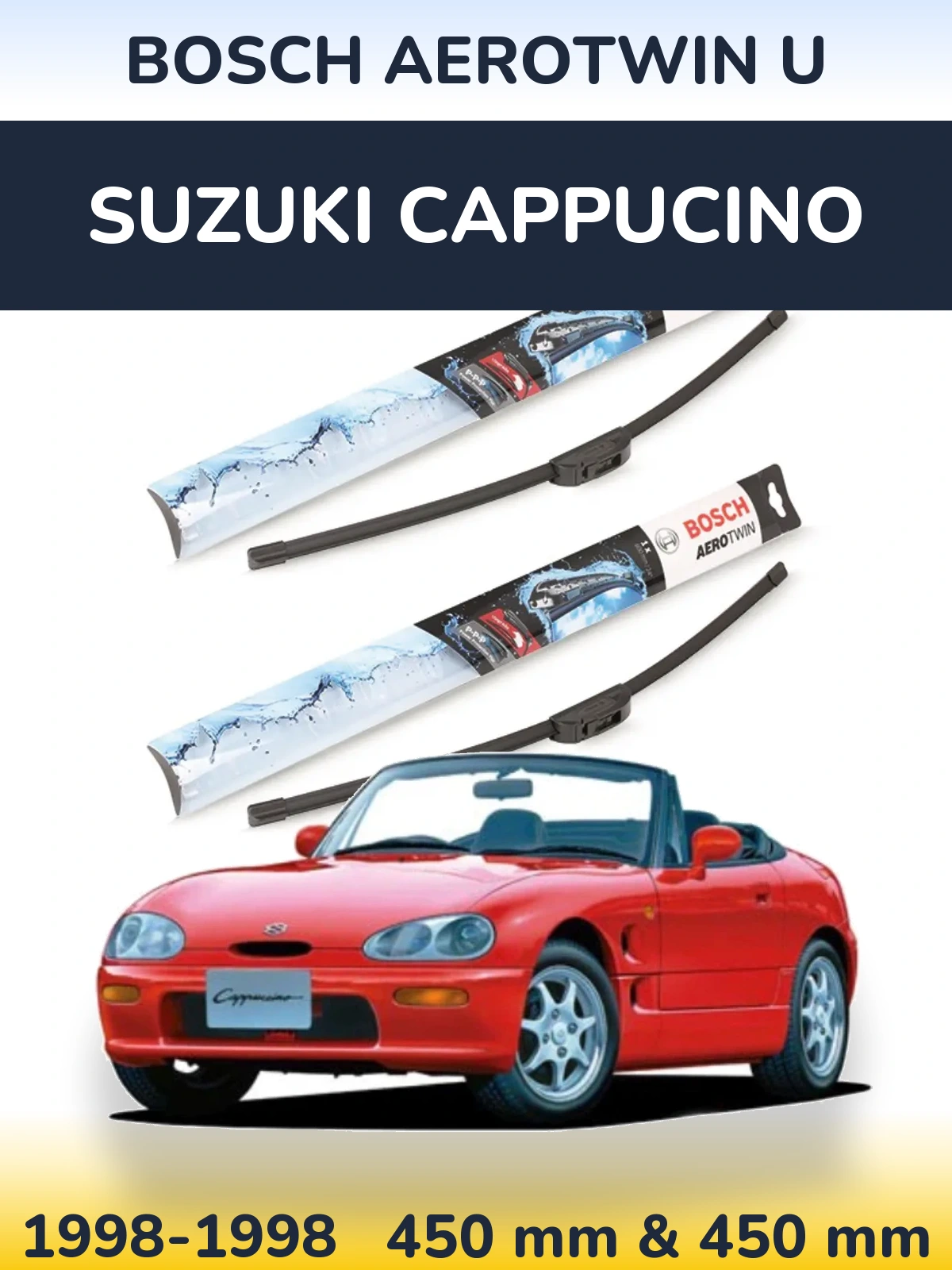 Комплект передних дворников BOSCH AeroTwin U 450 & 450 мм для Suzuki Cappucino 1998-1998