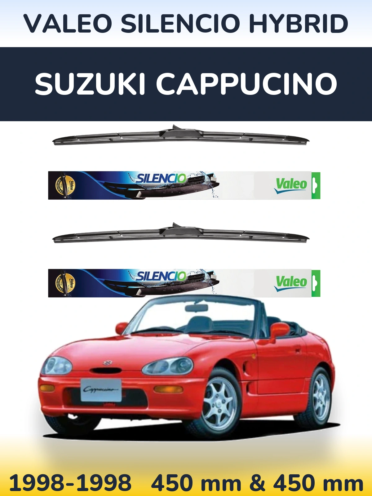 Комплект передніх щіток Valeo Silencio Hybrid 450 & 450 мм для Suzuki Cappucino 1998-1998