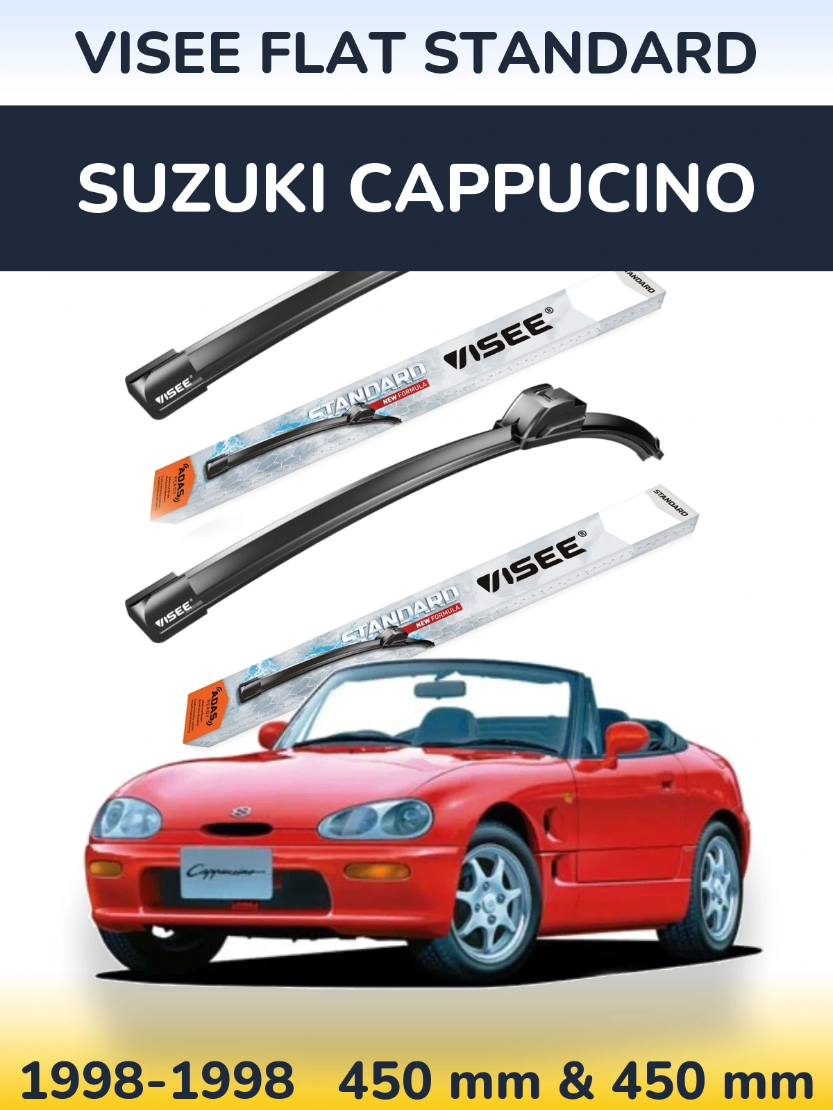Комплект передних дворников VISEE FLAT STANDARD 450 & 450 мм для Suzuki Cappucino 1998-1998