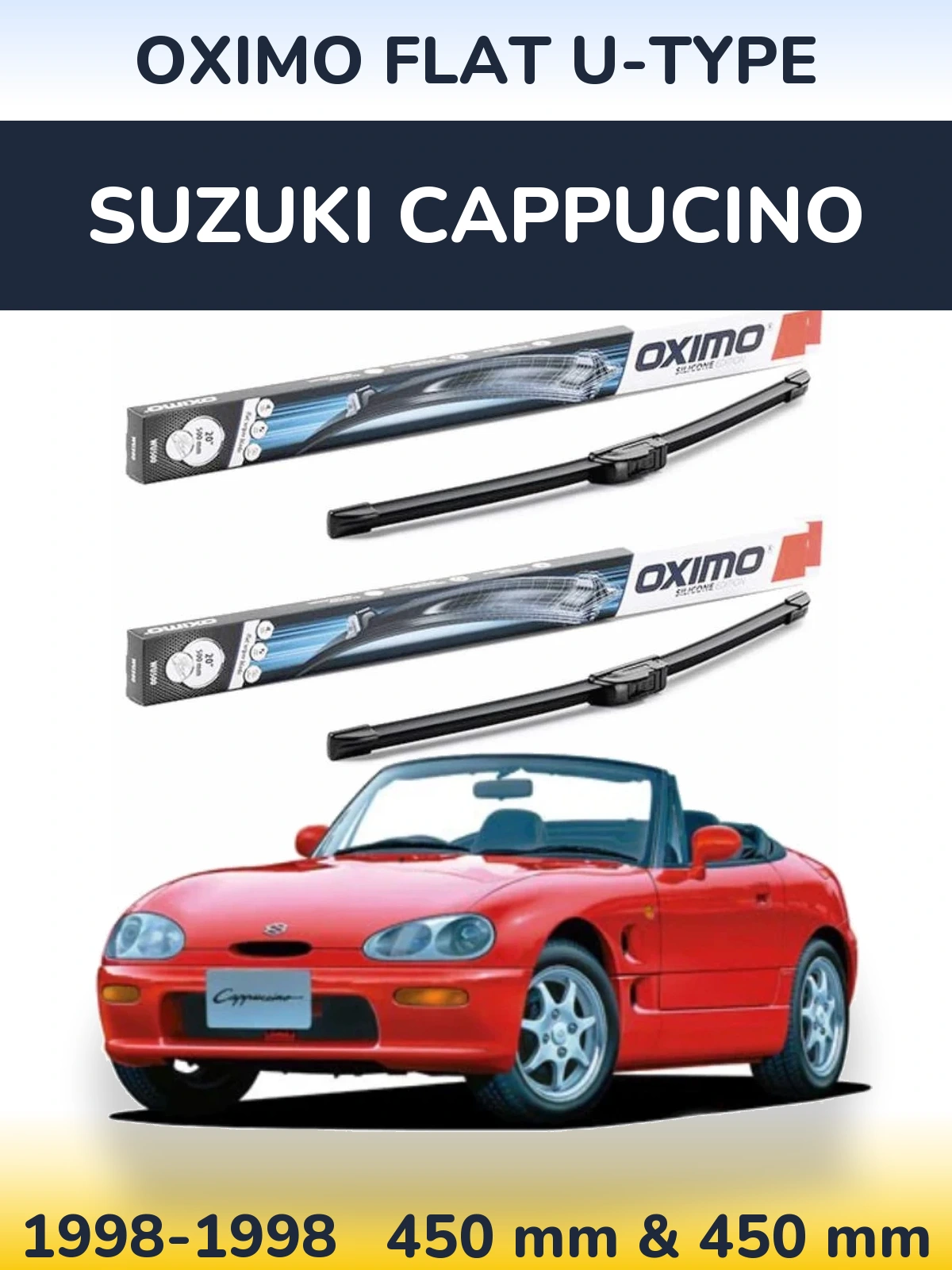 Komplet przednich wycieraczek Oximo Flat U-type 450 & 450 mm do Suzuki Cappucino 1998-1998