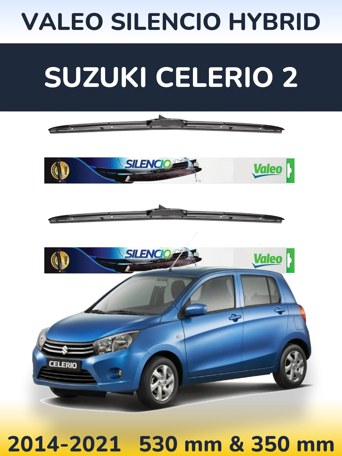 Комплект передних дворников Valeo Silencio Hybrid 530 & 350 мм для Suzuki Celerio 2 2014-2021