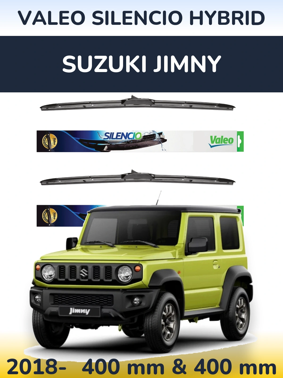 Комплект передних дворников Valeo Silencio Hybrid 400 & 400 мм для Suzuki Jimny 2018-2026