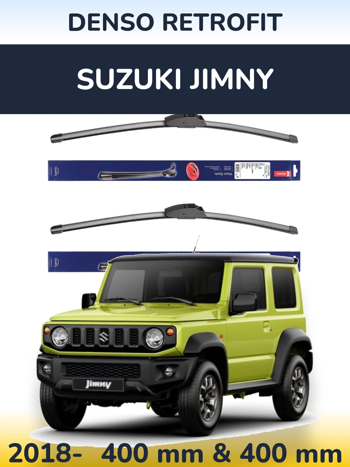 Комплект передних дворников Denso Retrofit 400 & 400 мм для Suzuki Jimny 2018-2026