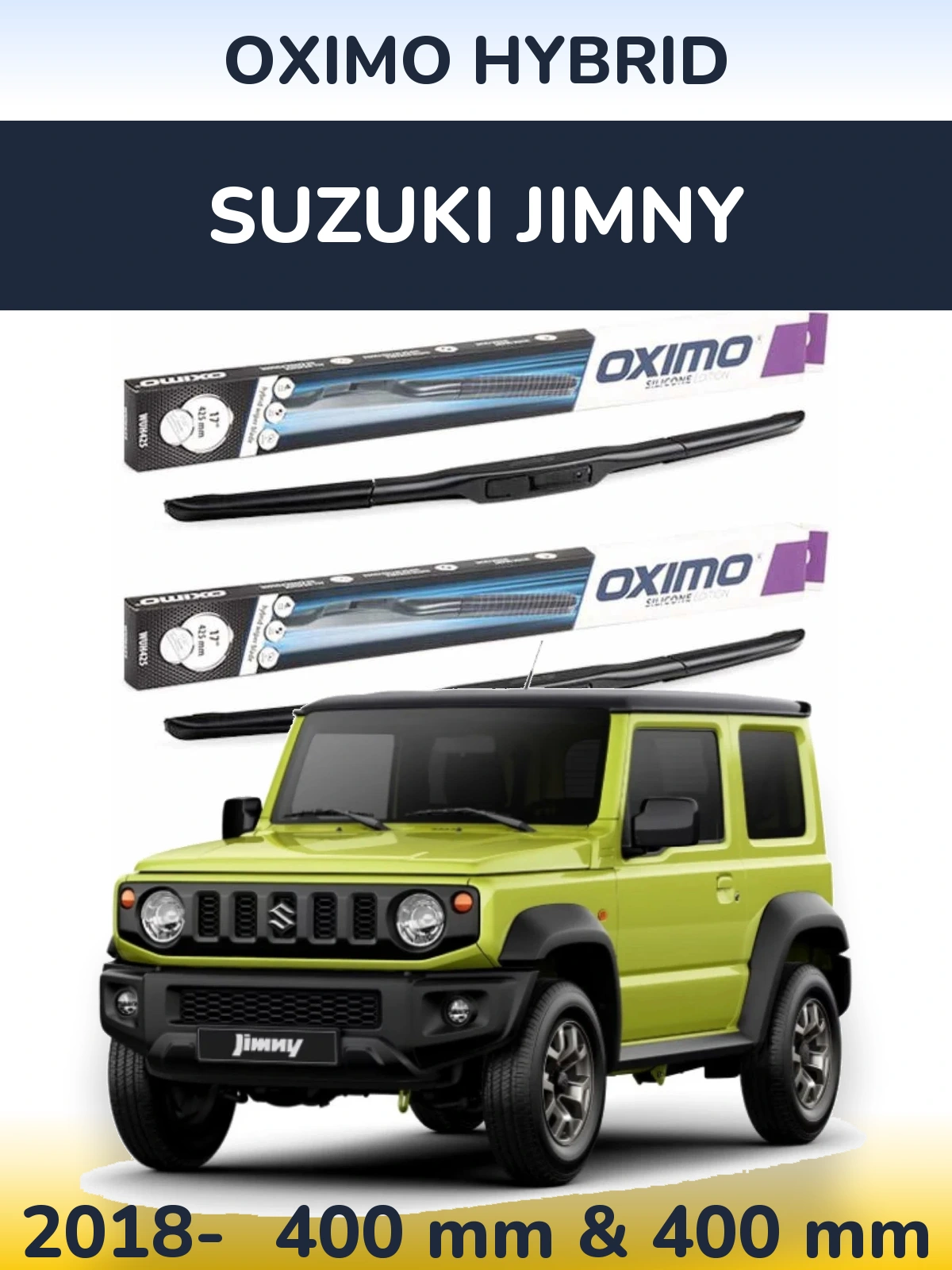 Комплект передних дворников Oximo Hybrid 400 & 400 мм для Suzuki Jimny 2018-2026