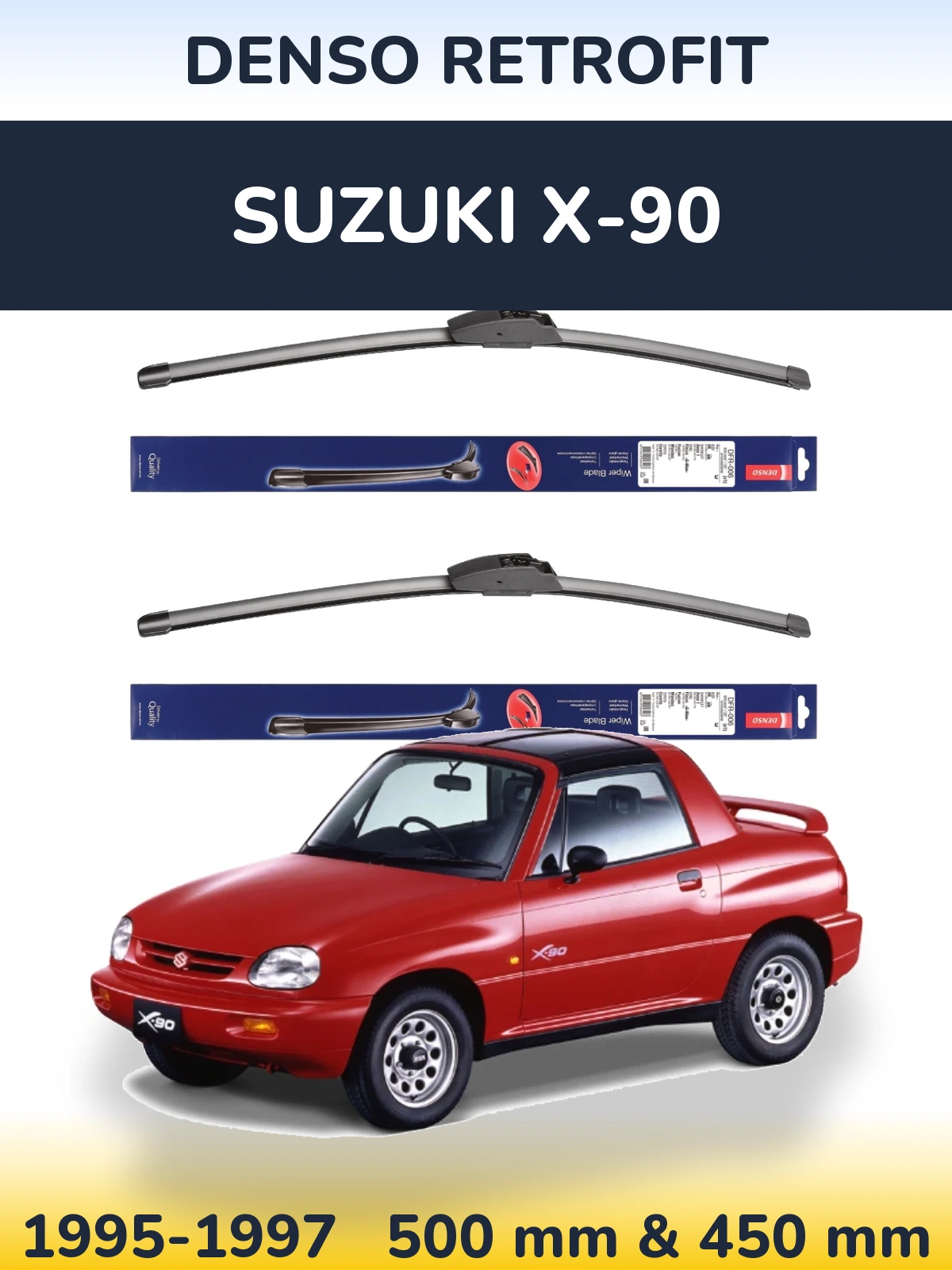 Комплект передніх щіток Denso Retrofit 500 & 450 мм для Suzuki X-90 1995-1997