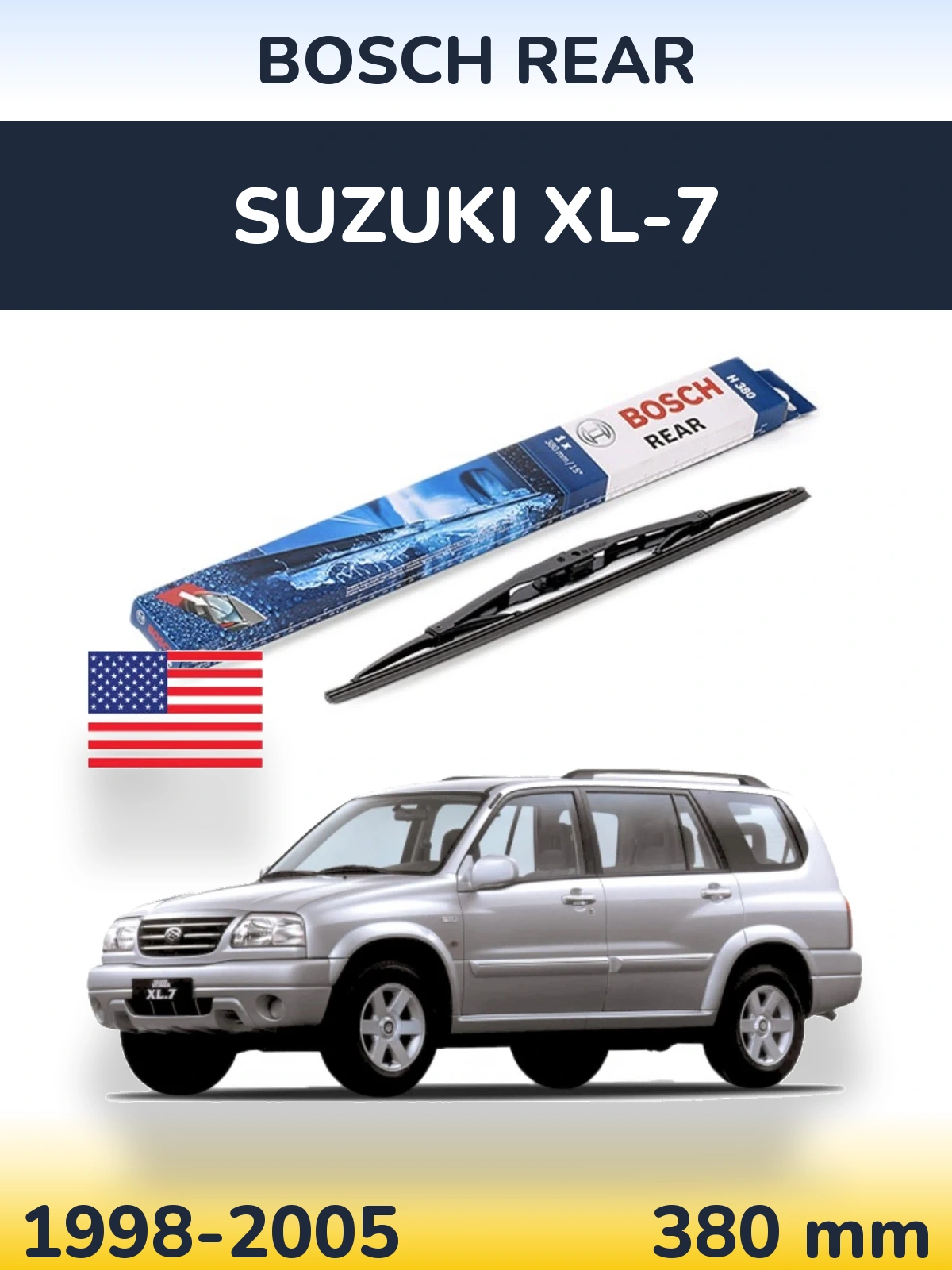 Rear wiper blade BOSCH Rear 380 mm for Suzuki XL-7 1998-2005