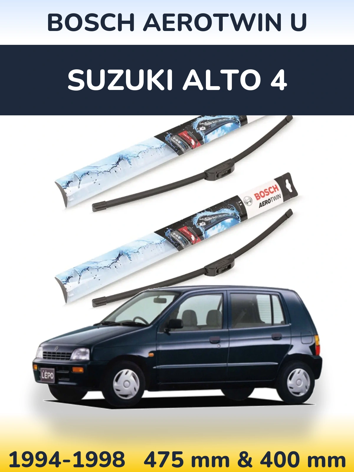 Komplet przednich wycieraczek BOSCH AeroTwin U 475 & 400 mm do Suzuki Alto 4 1994-1998