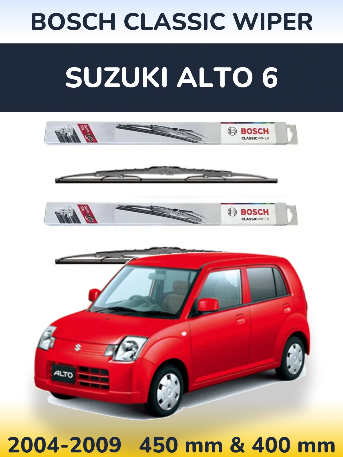 Комплект передних дворников BOSCH Classic Wiper 450 & 400 мм для Suzuki Alto 6 2004-2009