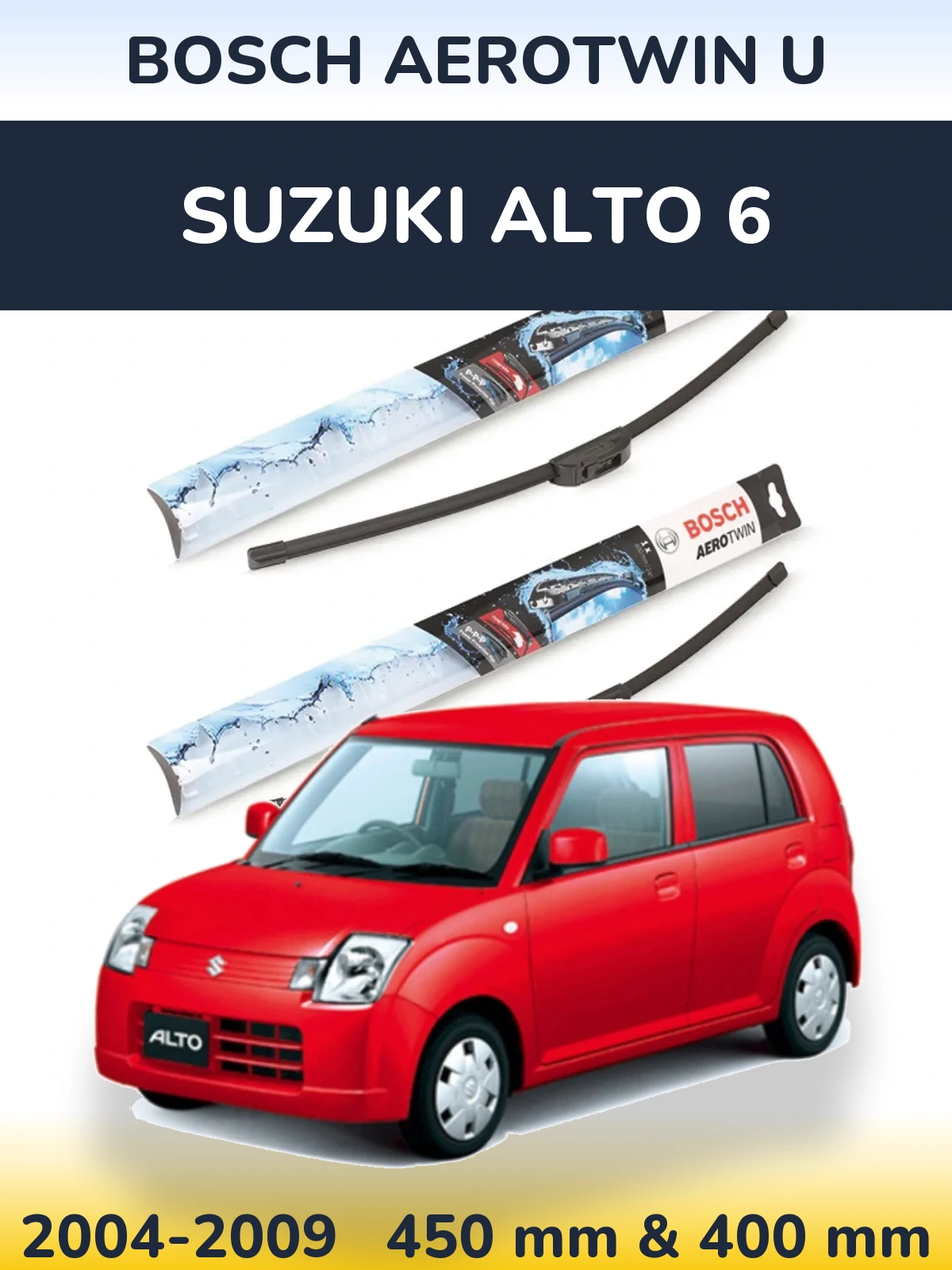 Komplet przednich wycieraczek BOSCH AeroTwin U 450 & 400 mm do Suzuki Alto 6 2004-2009