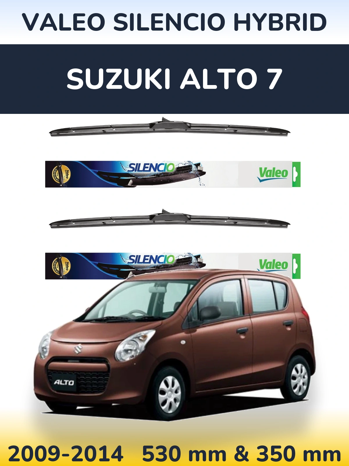 Komplet przednich wycieraczek Valeo Silencio Hybrid 530 & 350 mm do Suzuki Alto 7 2009-2014