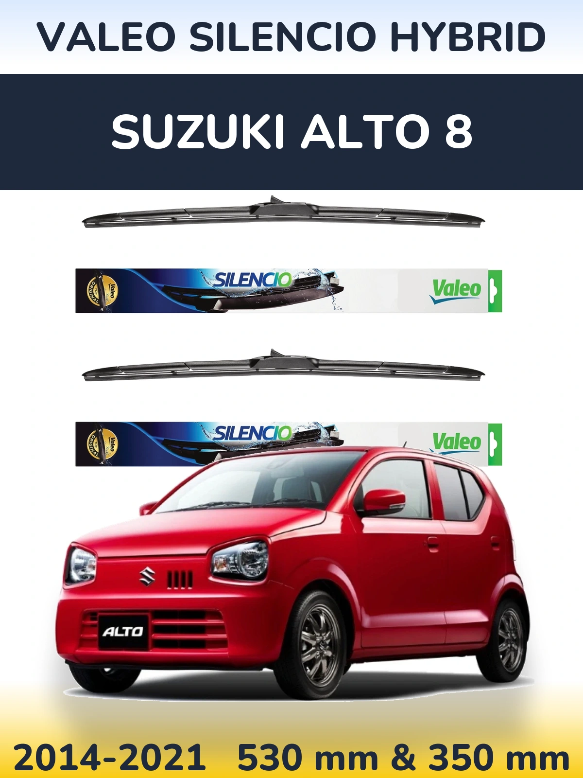 Komplet przednich wycieraczek Valeo Silencio Hybrid 530 & 350 mm do Suzuki Alto 8 2014-2021