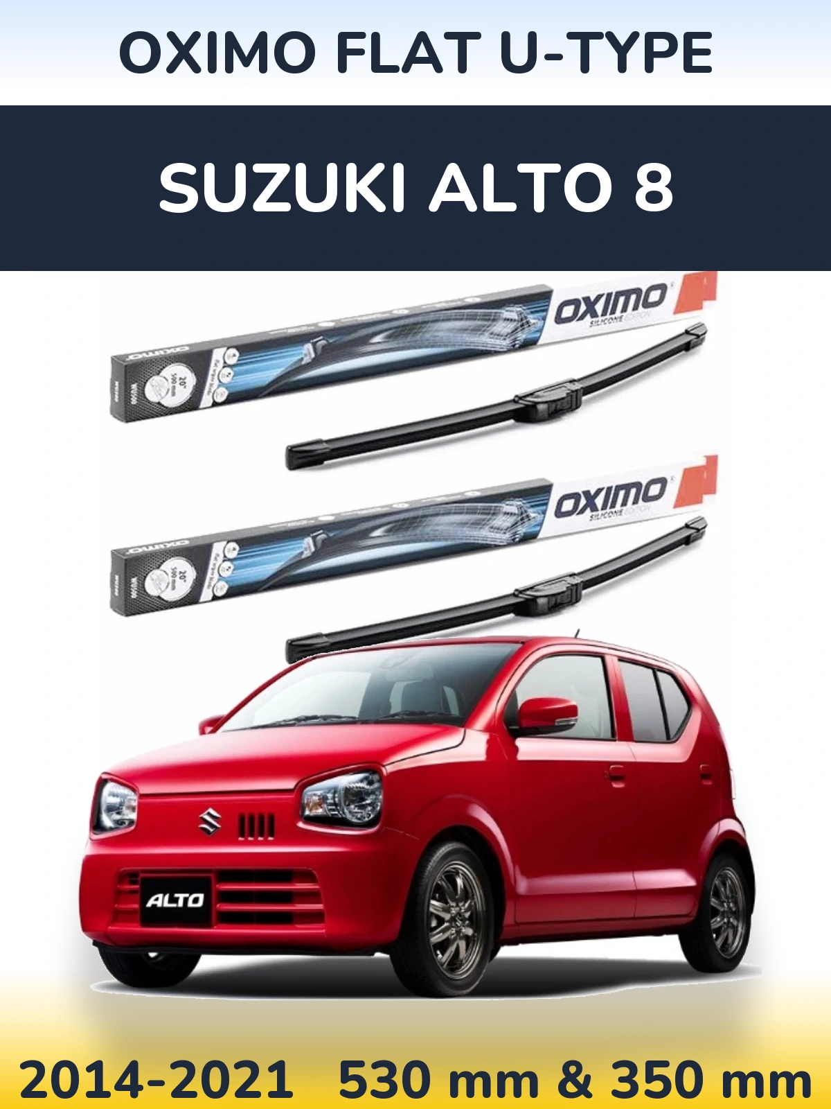 Комплект передних дворников Oximo Flat U-type 530 & 350 мм для Suzuki Alto 8 2014-2021