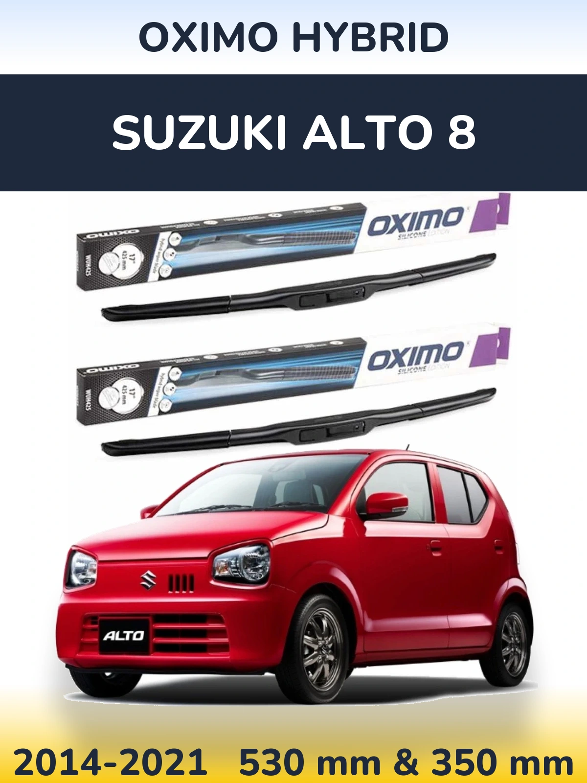 Komplet przednich wycieraczek Oximo Hybrid 530 & 350 mm do Suzuki Alto 8 2014-2021