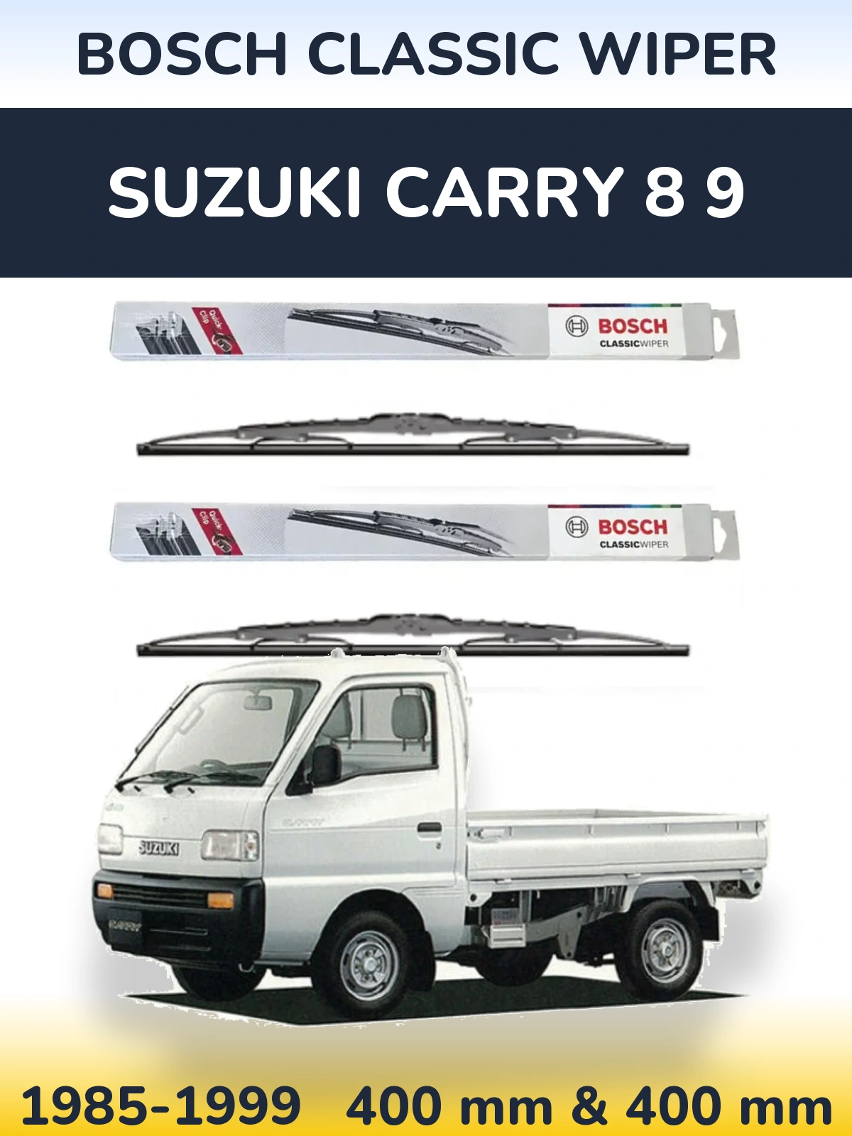 Front wiper blade set BOSCH Classic Wiper 400 & 400 mm for Suzuki Carry 8 9 1985-1999