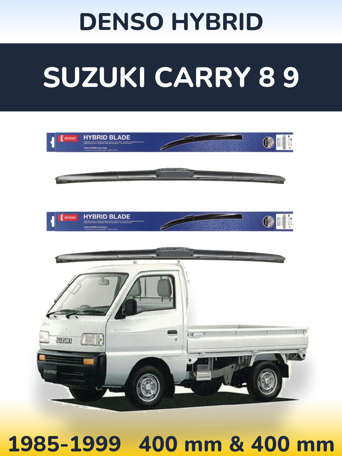 Komplet przednich wycieraczek Denso Hybrid 400 & 400 mm do Suzuki Carry 8 9 1985-1999