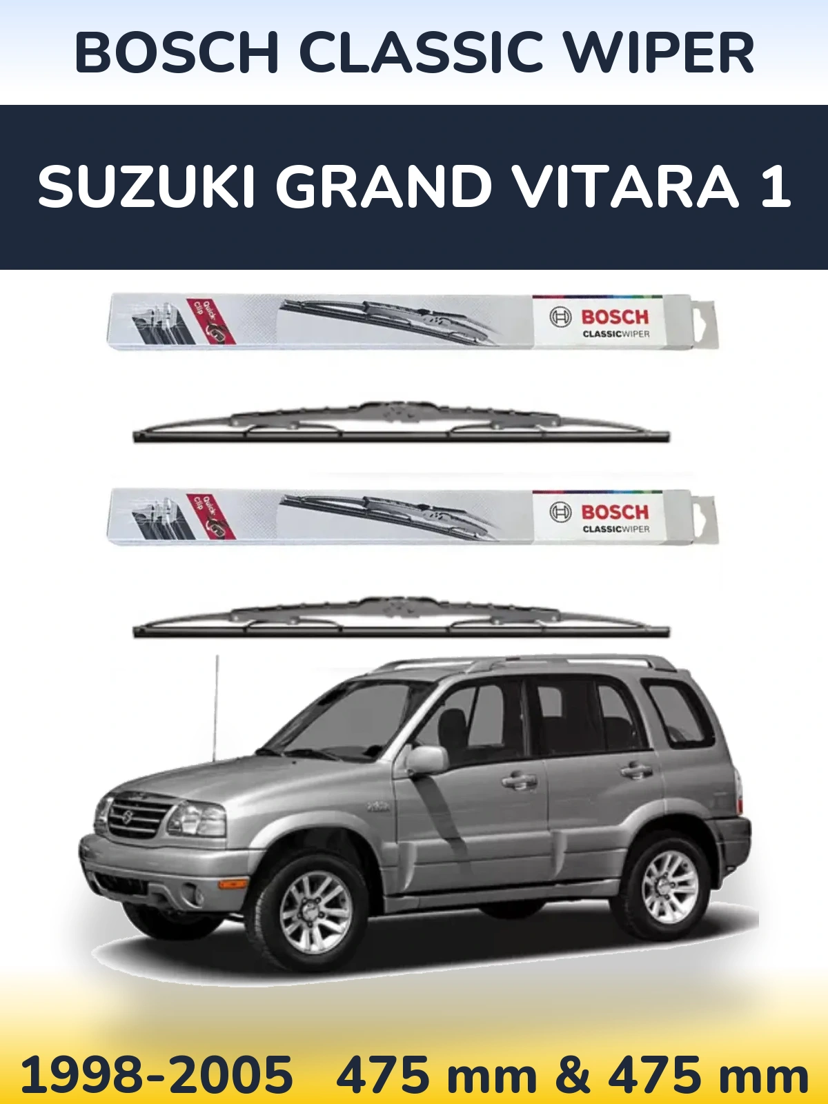 Komplet przednich wycieraczek BOSCH Classic Wiper 475 & 475 mm do Suzuki Grand Vitara 1 1998-2005