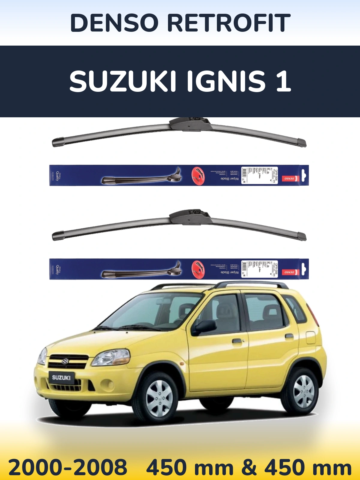 Комплект передніх щіток Denso Retrofit 450 & 450 мм для Suzuki Ignis 1 2000-2008