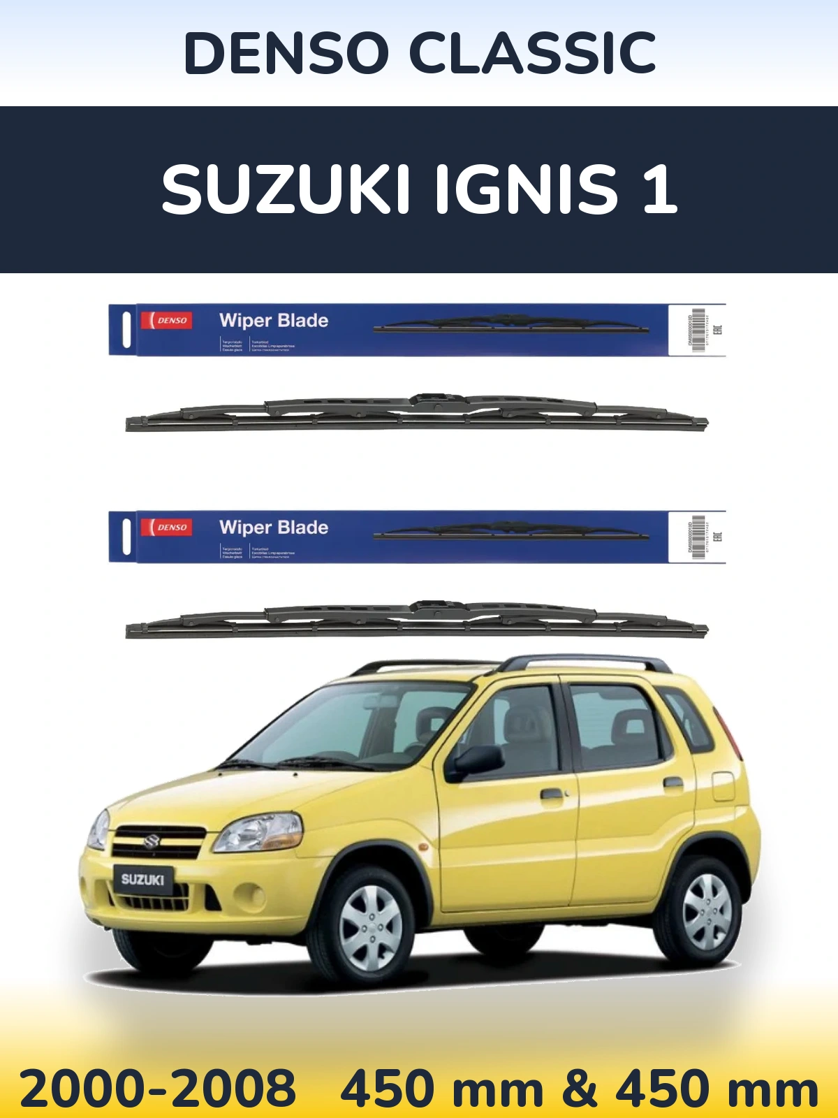 Komplet przednich wycieraczek Denso Classic 450 & 450 mm do Suzuki Ignis 1 2000-2008
