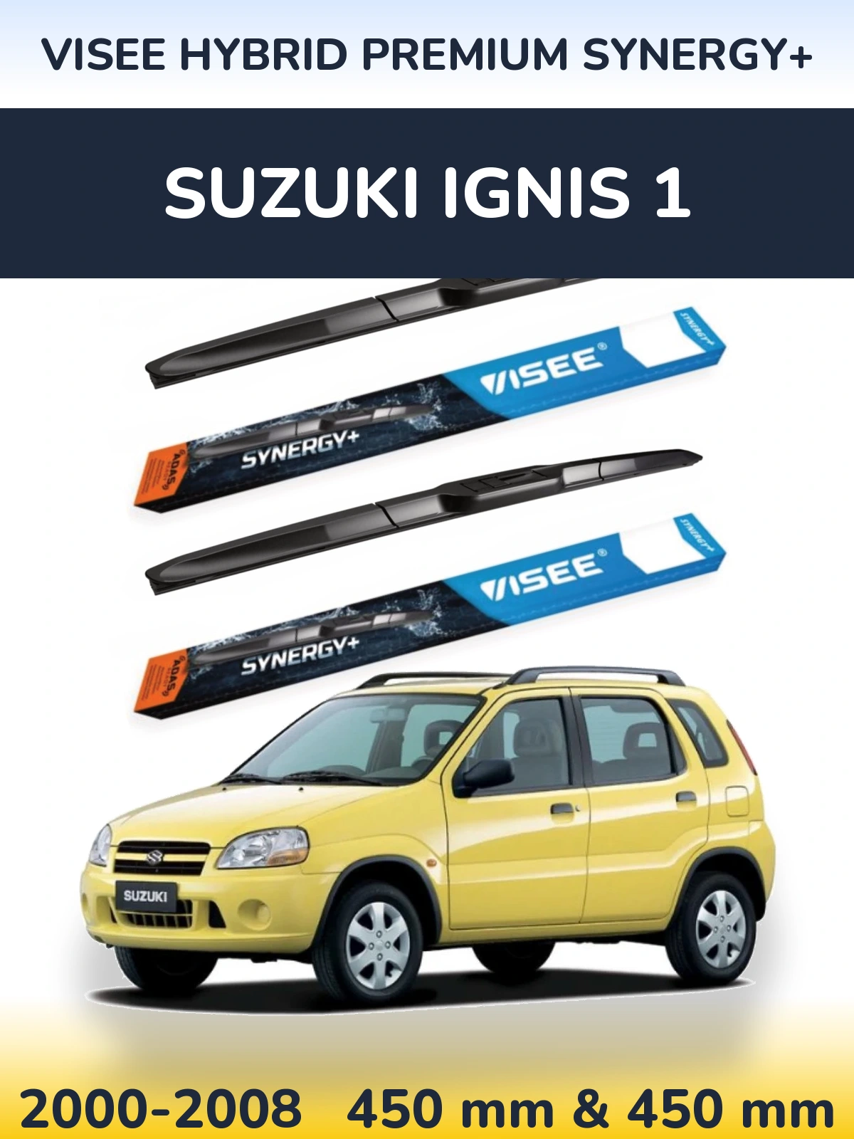 Комплект передних дворников VISEE HYBRID PREMIUM SYNERGY+ 450 & 450 мм для Suzuki Ignis 1 2000-2008