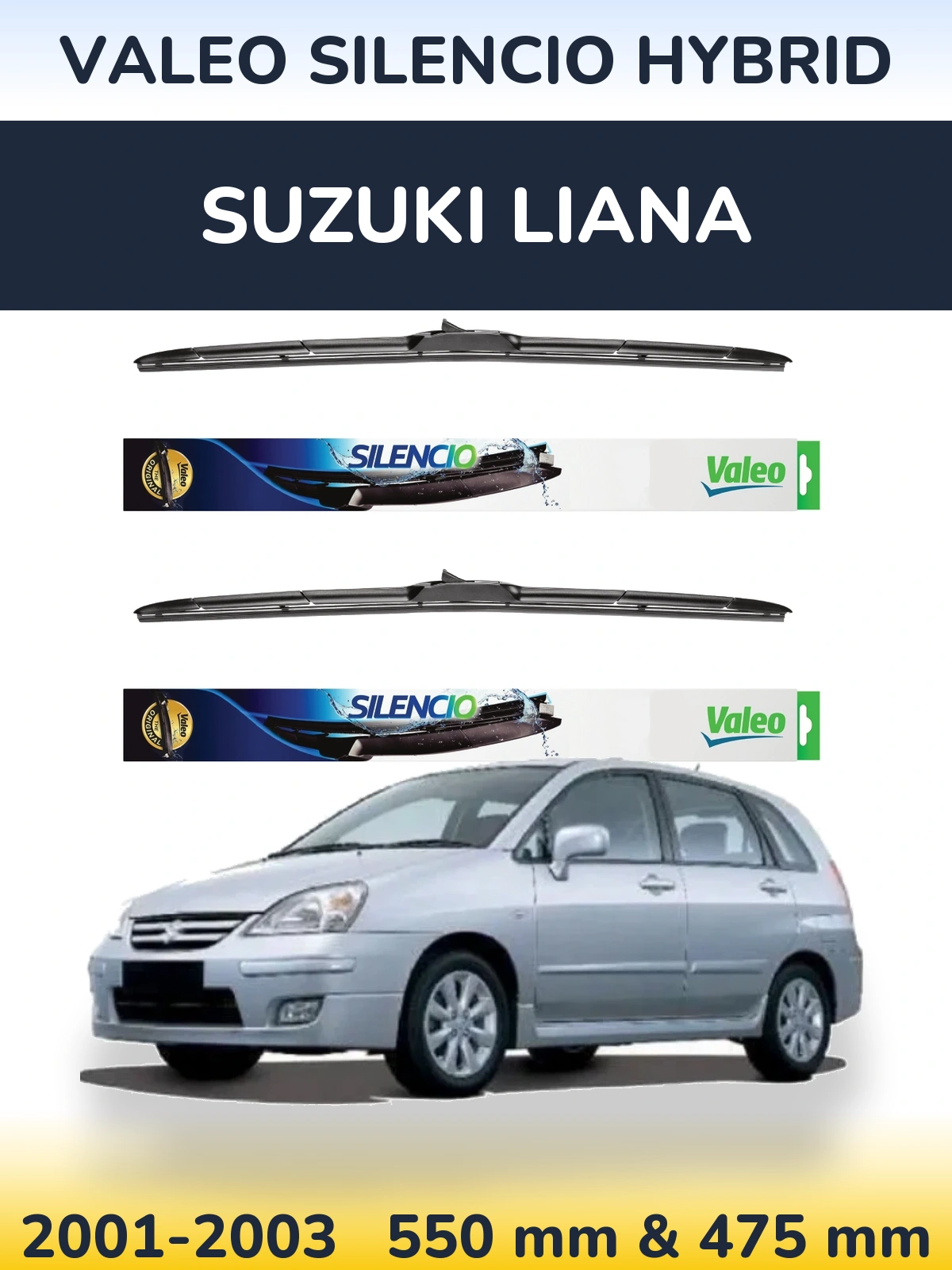 Комплект передних дворников Valeo Silencio Hybrid 550 & 475 мм для Suzuki Liana 2001-2003