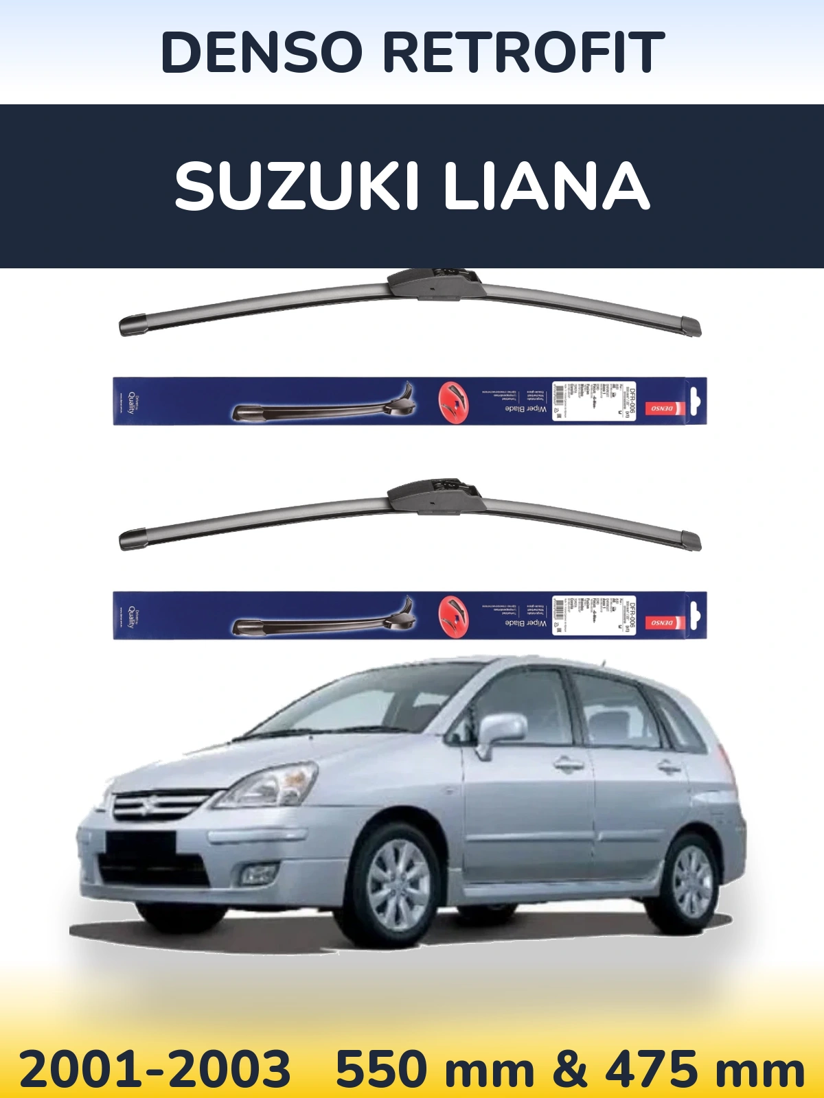 Комплект передних дворников Denso Retrofit 550 & 475 мм для Suzuki Liana 2001-2003