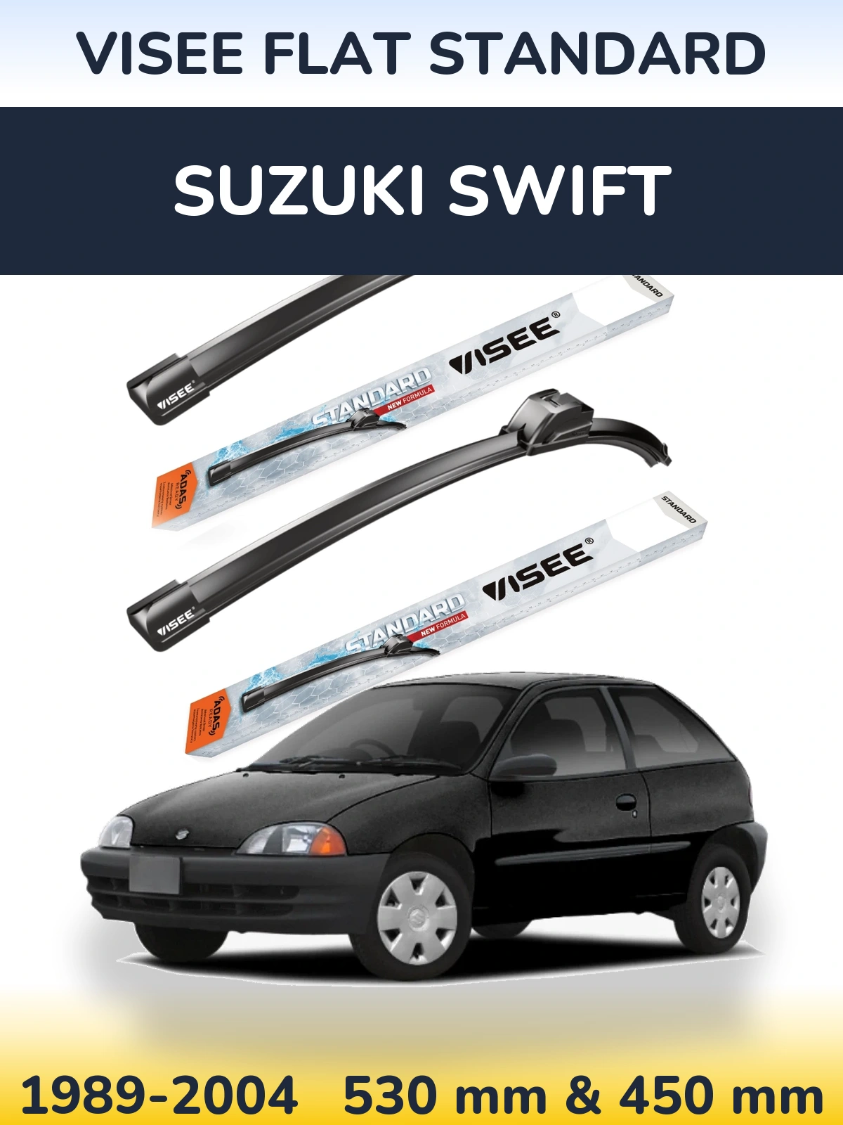 Комплект передних дворников VISEE FLAT STANDARD 530 & 450 мм для Suzuki Swift 1989-2004
