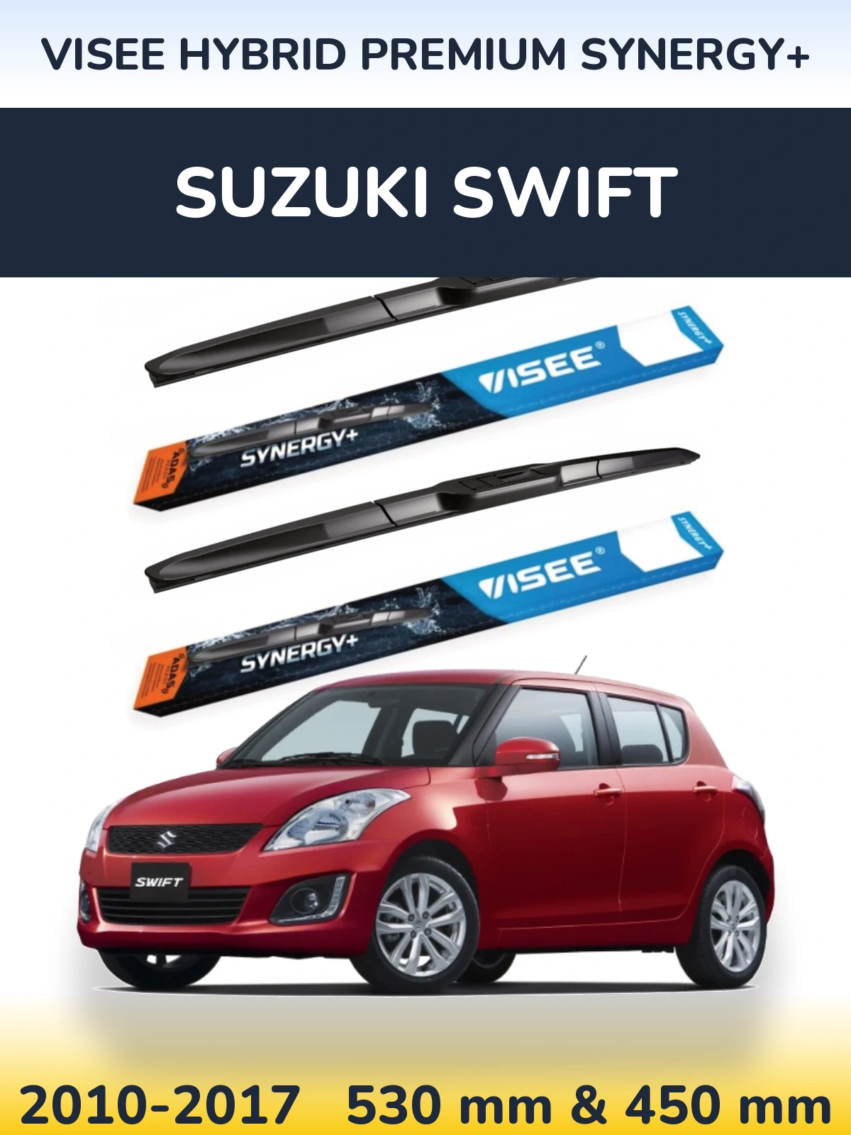 Комплект передних дворников VISEE HYBRID PREMIUM SYNERGY+ 530 & 450 мм для Suzuki Swift 2010-2017