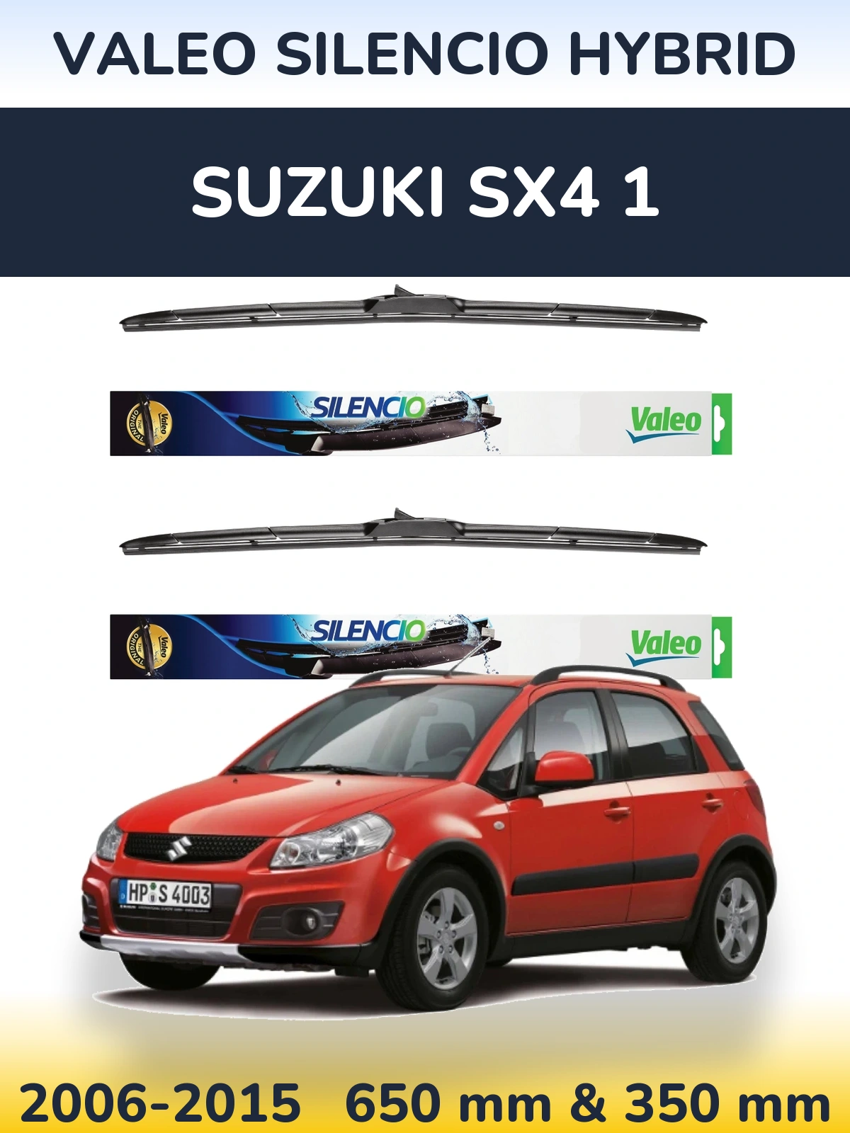 Комплект передних дворников Valeo Silencio Hybrid 650 & 350 мм для Suzuki SX4 1 2006-2015