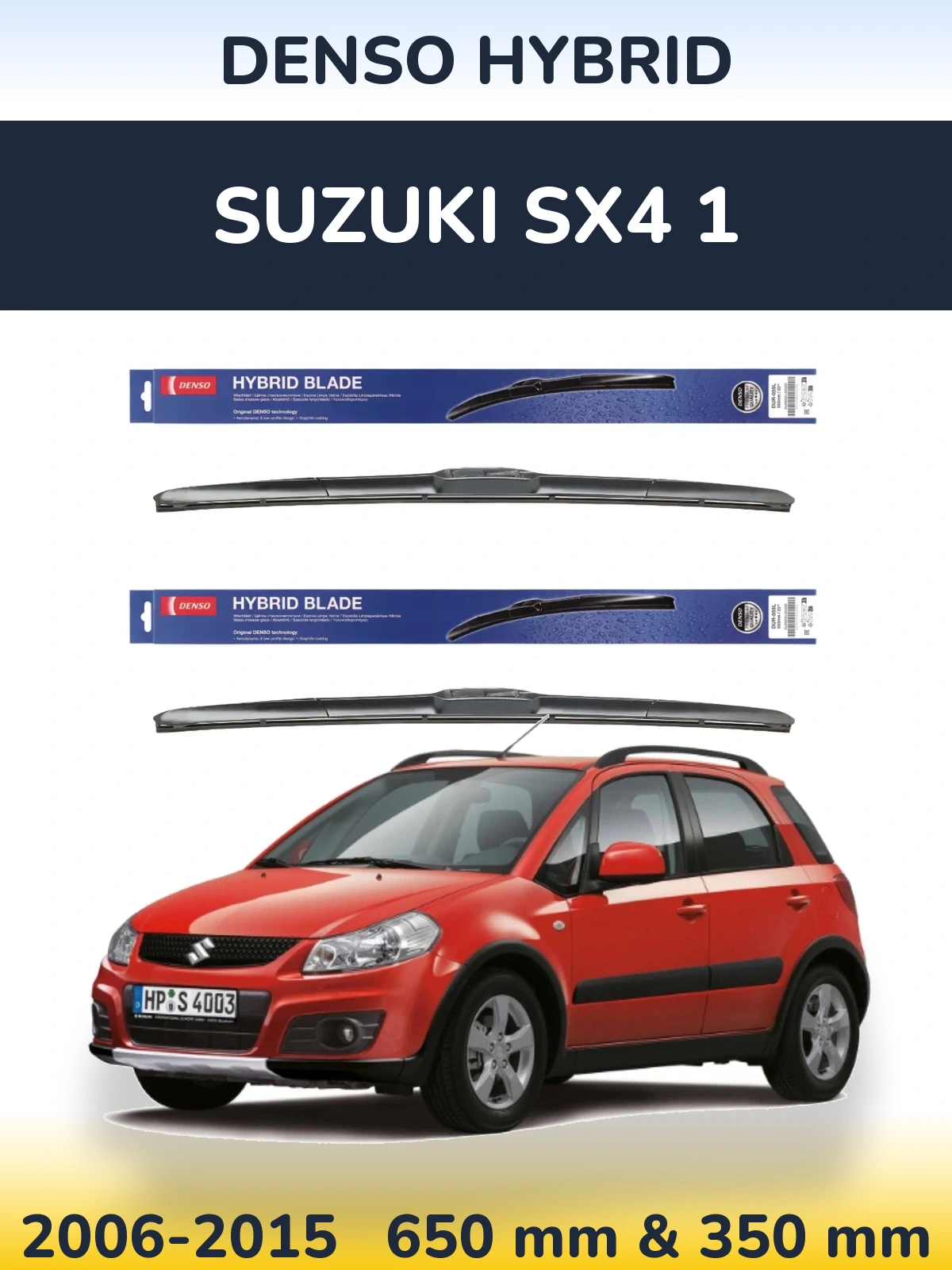 Komplet przednich wycieraczek Denso Hybrid 650 & 350 mm do Suzuki SX4 1 2006-2015