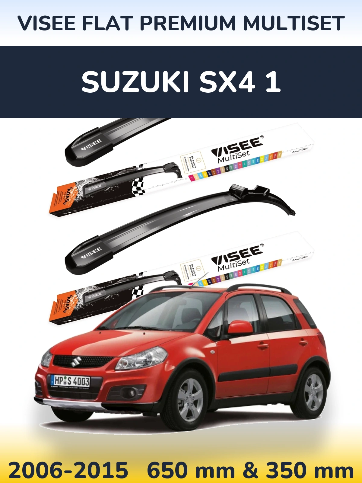 Komplet przednich wycieraczek VISEE FLAT PREMIUM MultiSet 650 & 350 mm do Suzuki SX4 1 2006-2015