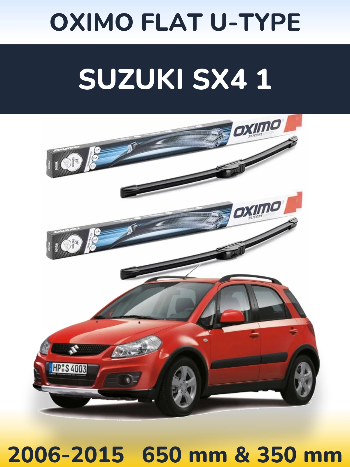 Комплект передніх щіток Oximo Flat U-type 650 & 350 мм для Suzuki SX4 1 2006-2015