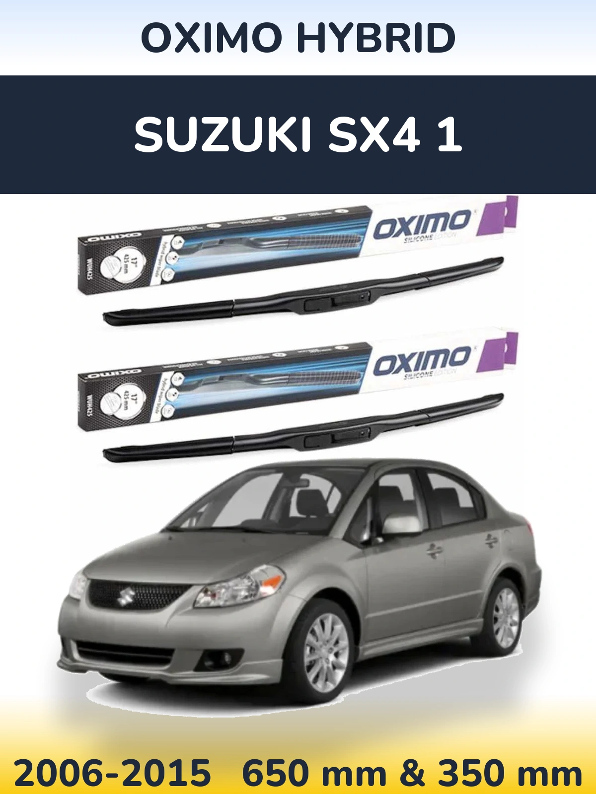 Komplet przednich wycieraczek Oximo Hybrid 650 & 350 mm do Suzuki SX4 1 2006-2015