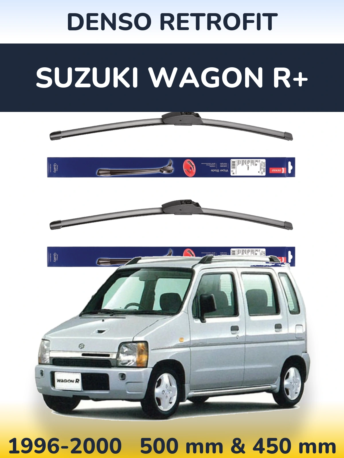 Komplet przednich wycieraczek Denso Retrofit 500 & 450 mm do Suzuki Wagon R+ 1996-2000