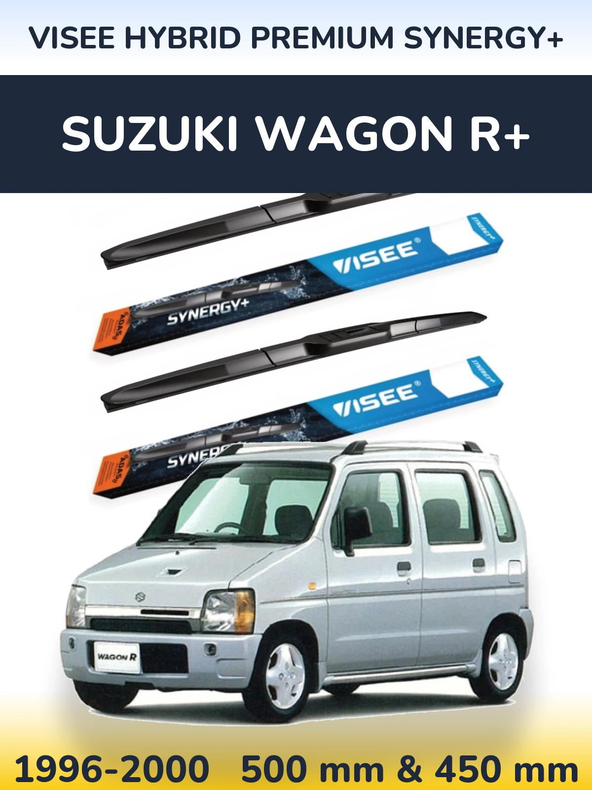 Комплект передніх щіток VISEE HYBRID PREMIUM SYNERGY+ 500 & 450 мм для Suzuki Wagon R+ 1996-2000
