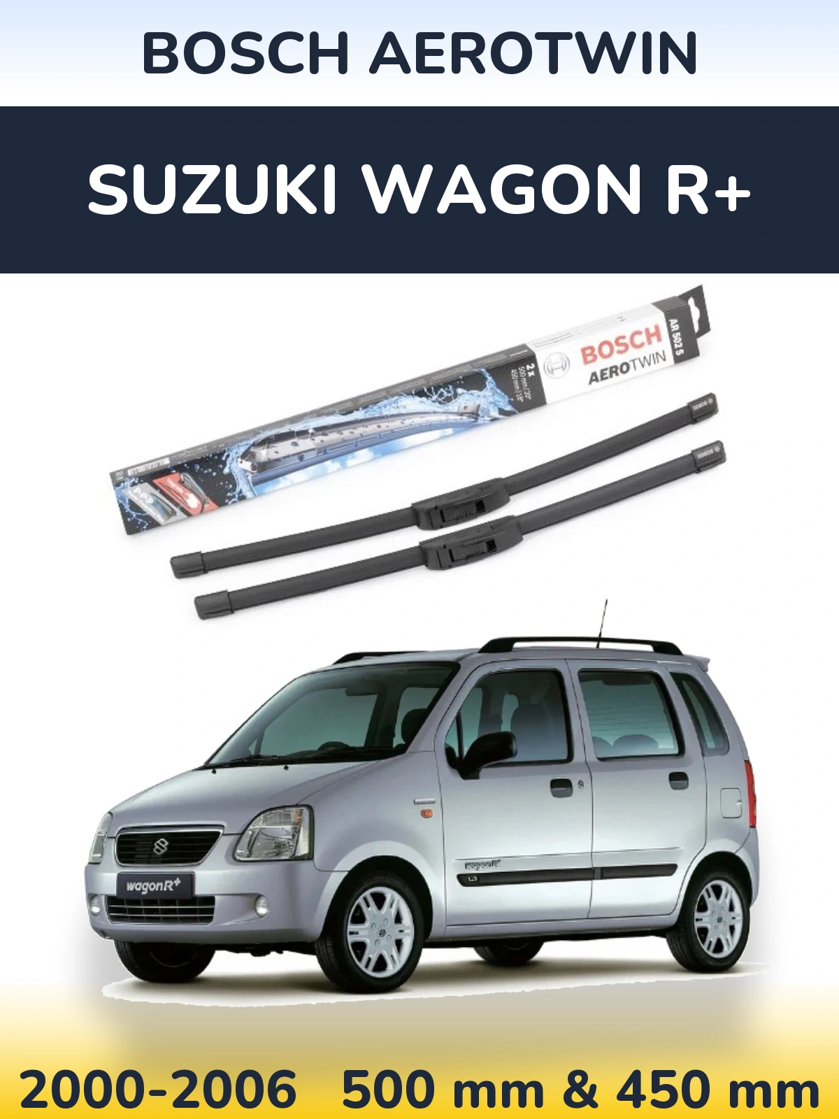 Komplet przednich wycieraczek BOSCH AeroTwin 500 & 450 mm do Suzuki Wagon R+ 2000-2006