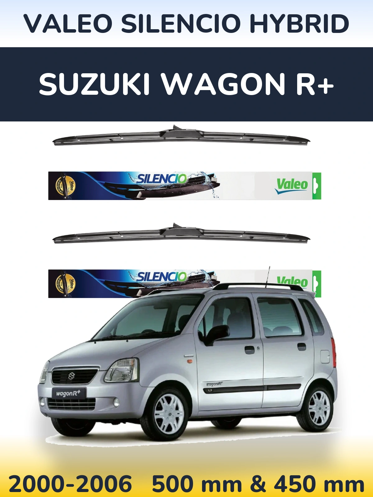 Комплект передних дворников Valeo Silencio Hybrid 500 & 450 мм для Suzuki Wagon R+ 2000-2006