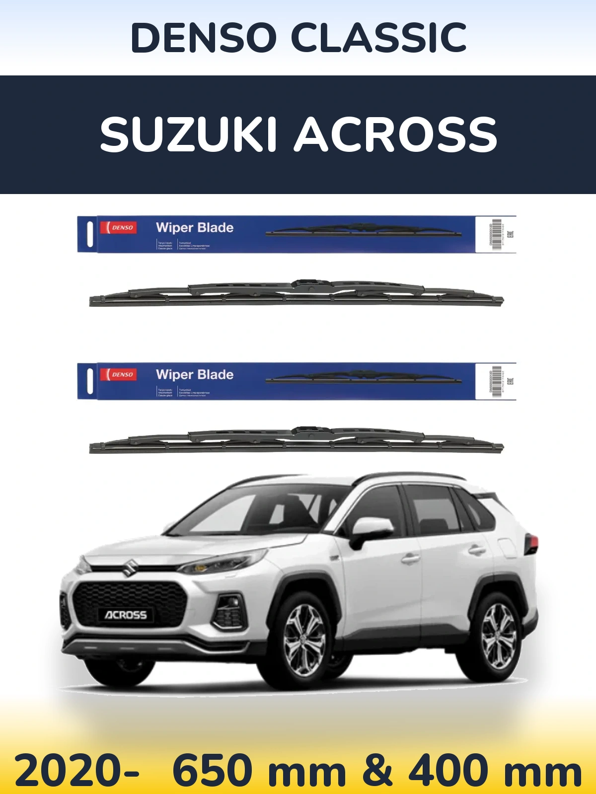 Front wiper blade set Denso Classic 650 & 400 mm for Suzuki Across 2020-2026