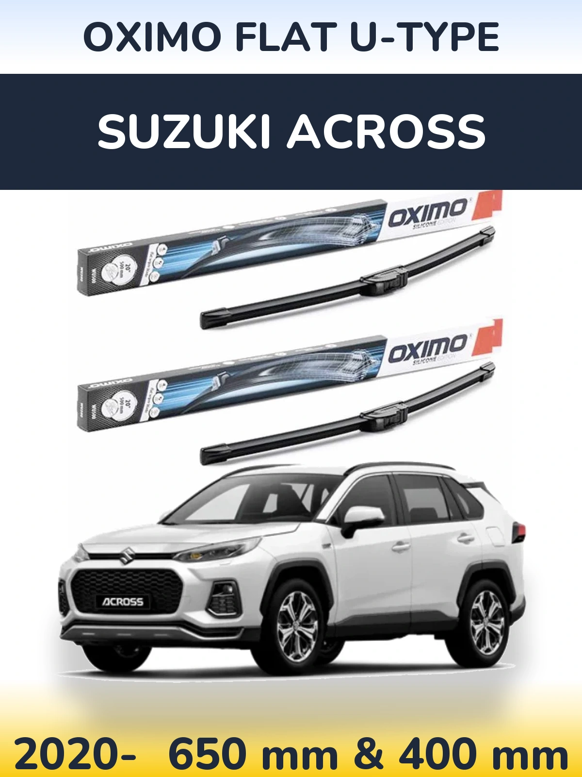 Комплект передних дворников Oximo Flat U-type 650 & 400 мм для Suzuki Across 2020-2026