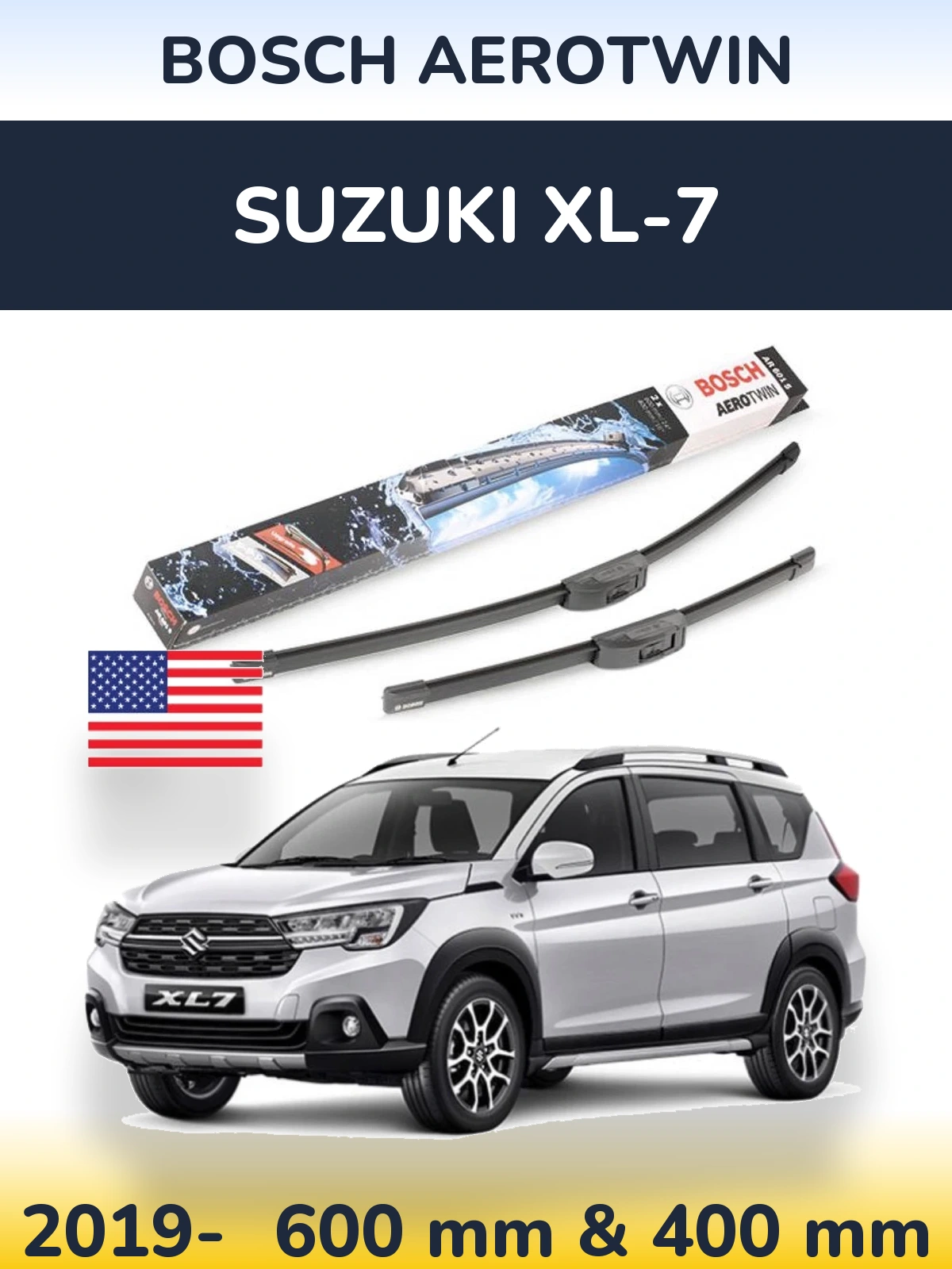Комплект передніх щіток BOSCH AeroTwin 600 & 400 мм для Suzuki XL-7 2019-2026