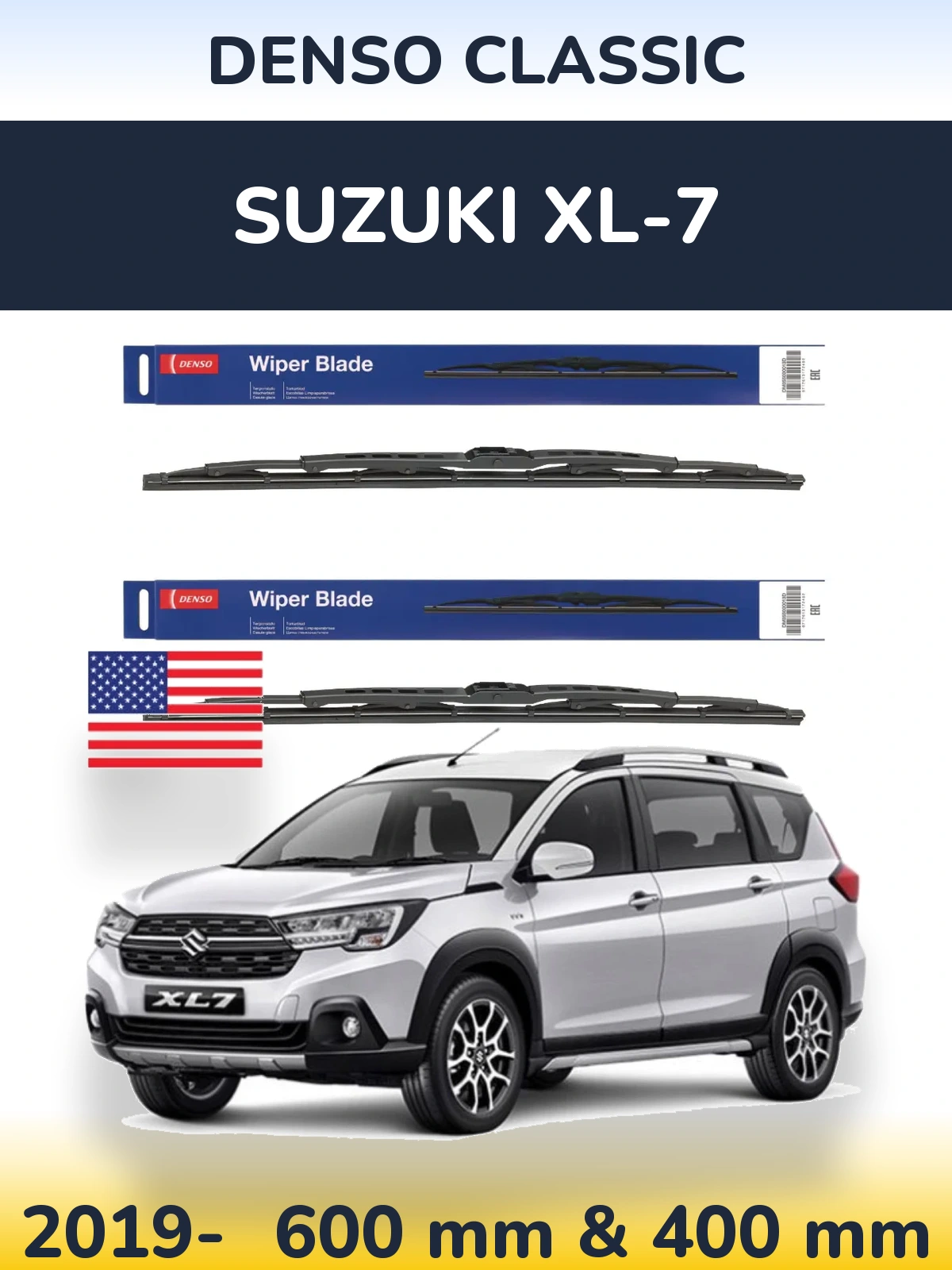 Komplet przednich wycieraczek Denso Classic 600 & 400 mm do Suzuki XL-7 2019-2026