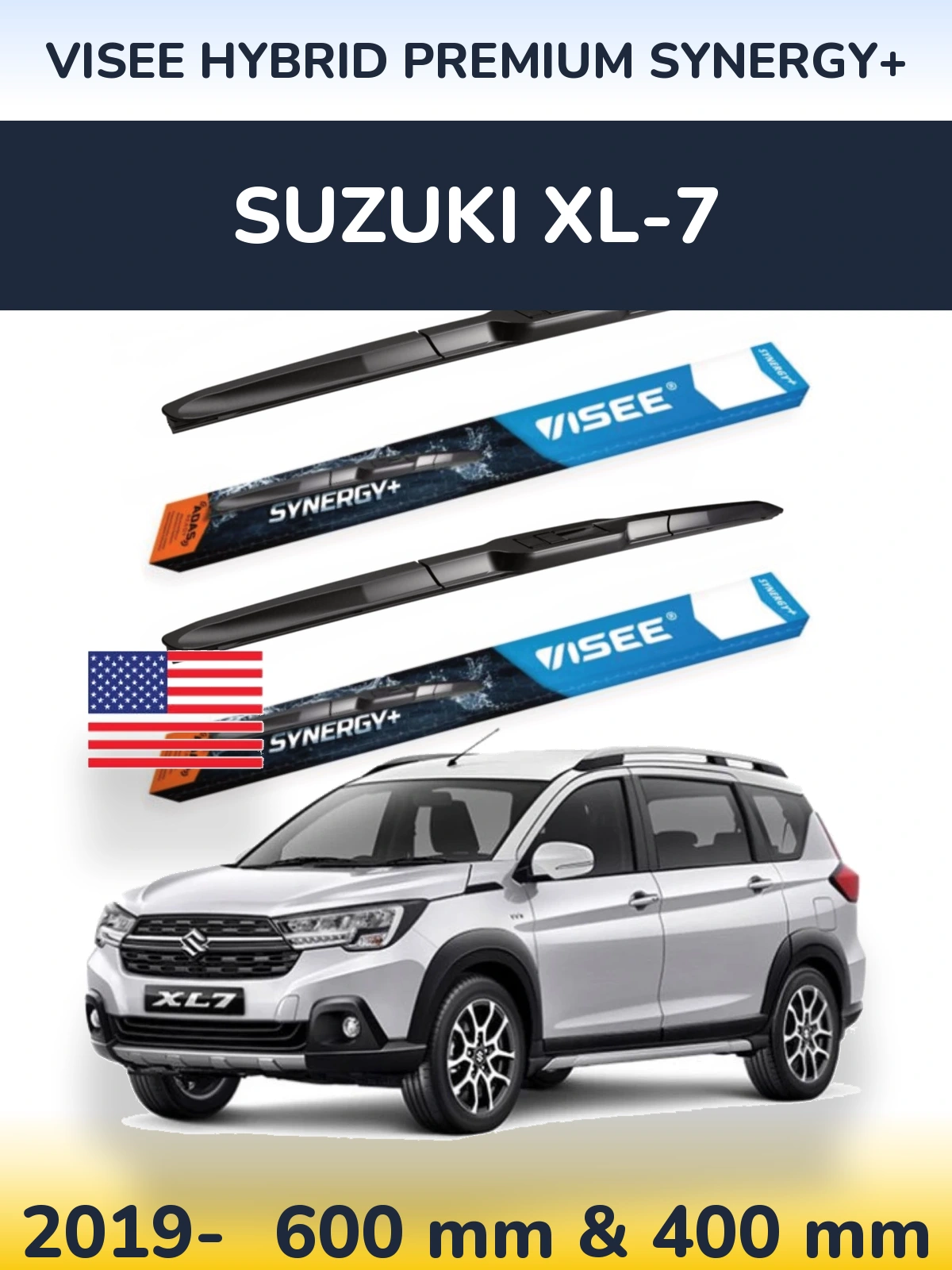 Komplet przednich wycieraczek VISEE HYBRID PREMIUM SYNERGY+ 600 & 400 mm do Suzuki XL-7 2019-2026