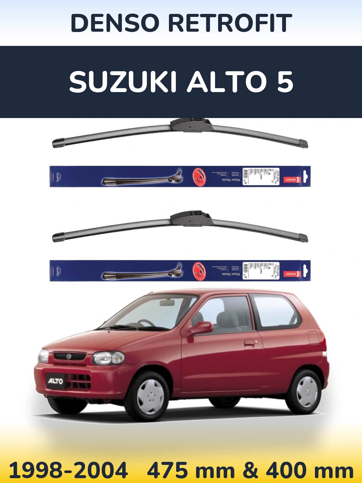 Komplet przednich wycieraczek Denso Retrofit 475 & 400 mm do Suzuki Alto 5 1998-2004