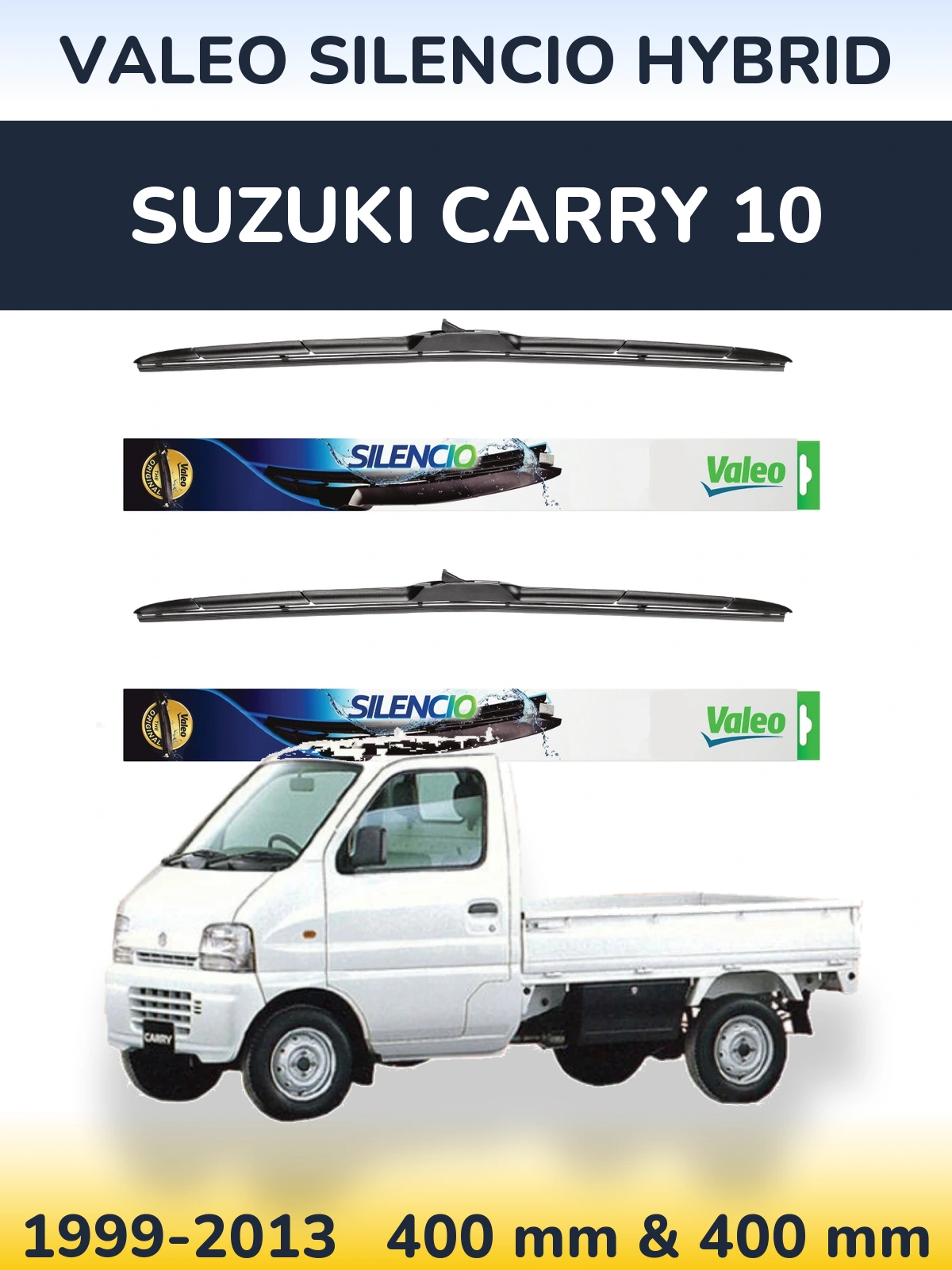 Komplet przednich wycieraczek Valeo Silencio Hybrid 400 & 400 mm do Suzuki Carry 10 1999-2013