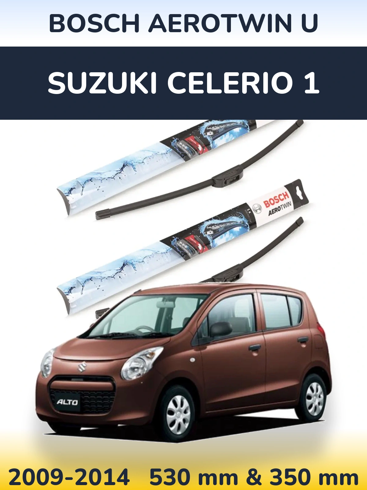 Komplet przednich wycieraczek BOSCH AeroTwin U 530 & 350 mm do Suzuki Celerio 1 2009-2014