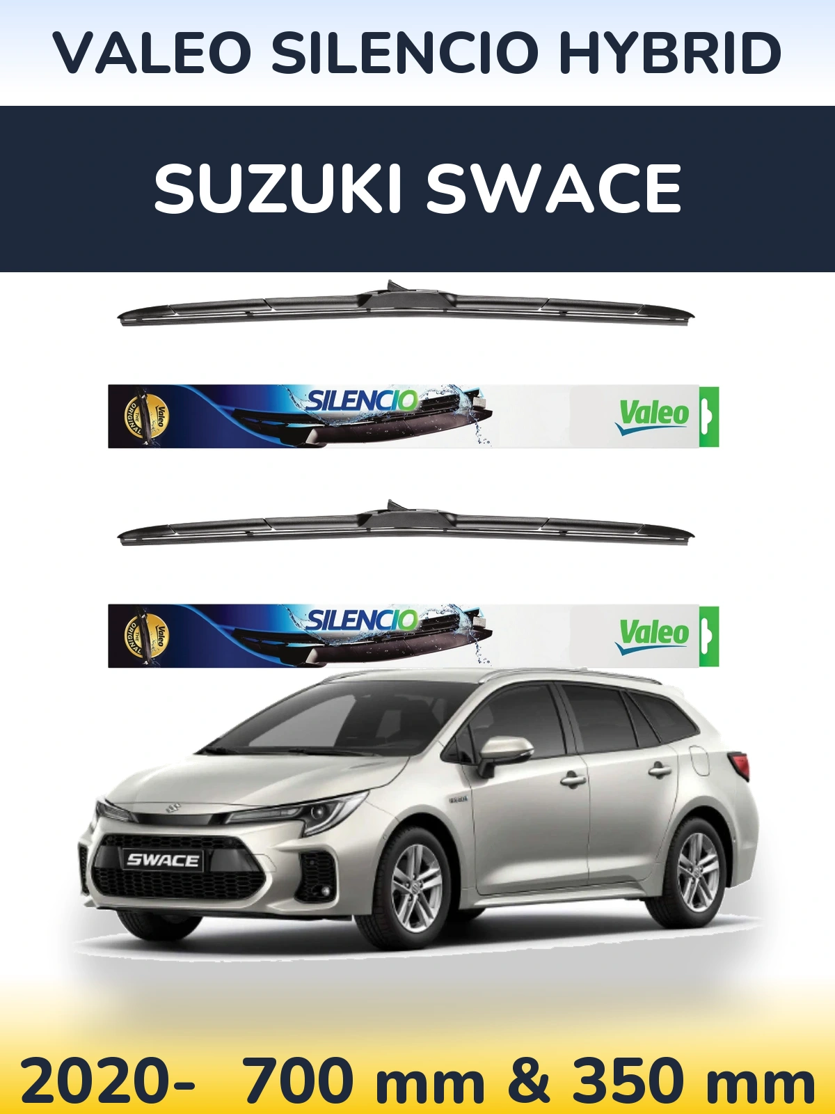 Komplet przednich wycieraczek Valeo Silencio Hybrid 700 & 350 mm do Suzuki Swace 2020-2026