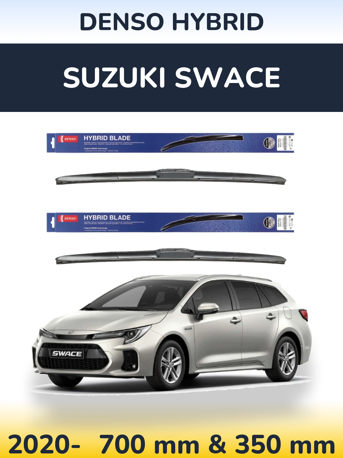 Комплект передних дворников Denso Hybrid 700 & 350 мм для Suzuki Swace 2020-2026
