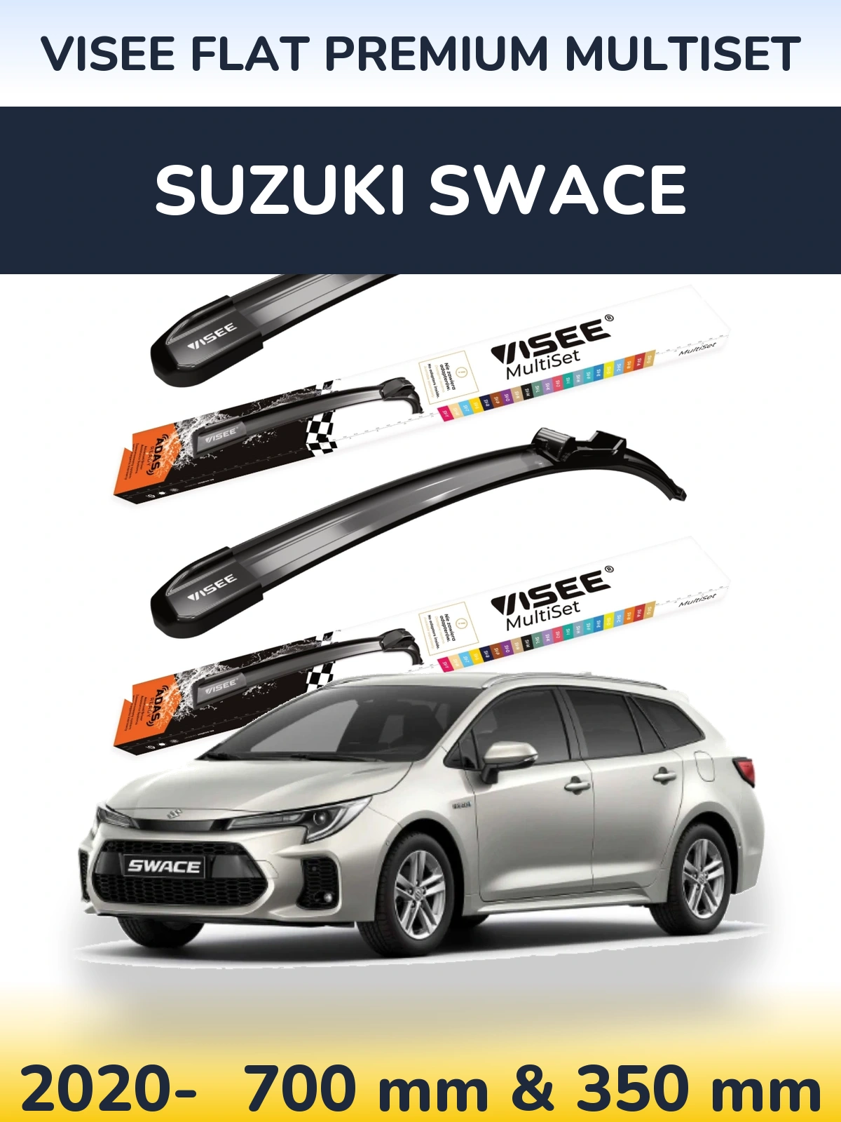 Комплект передних дворников VISEE FLAT PREMIUM MultiSet 700 & 350 мм для Suzuki Swace 2020-2026