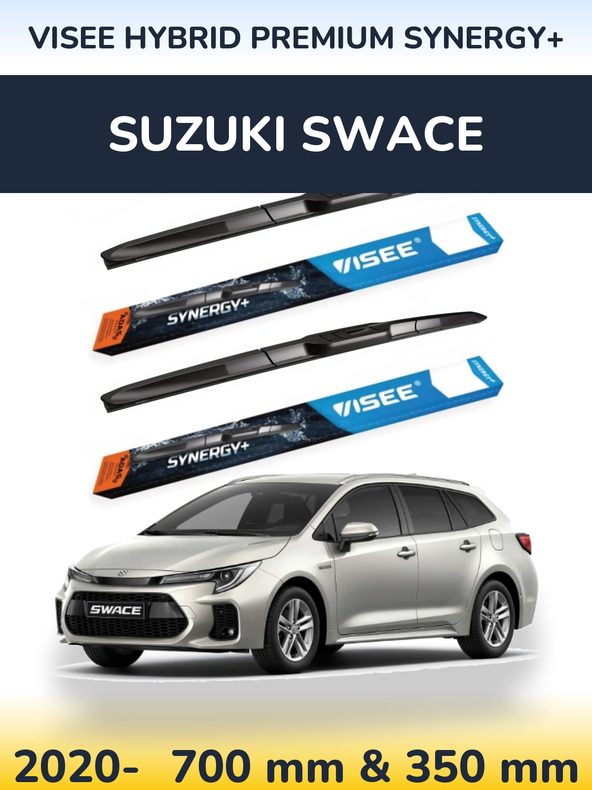 Front wiper blade set VISEE HYBRID PREMIUM SYNERGY+ 700 & 350 mm for Suzuki Swace 2020-2026