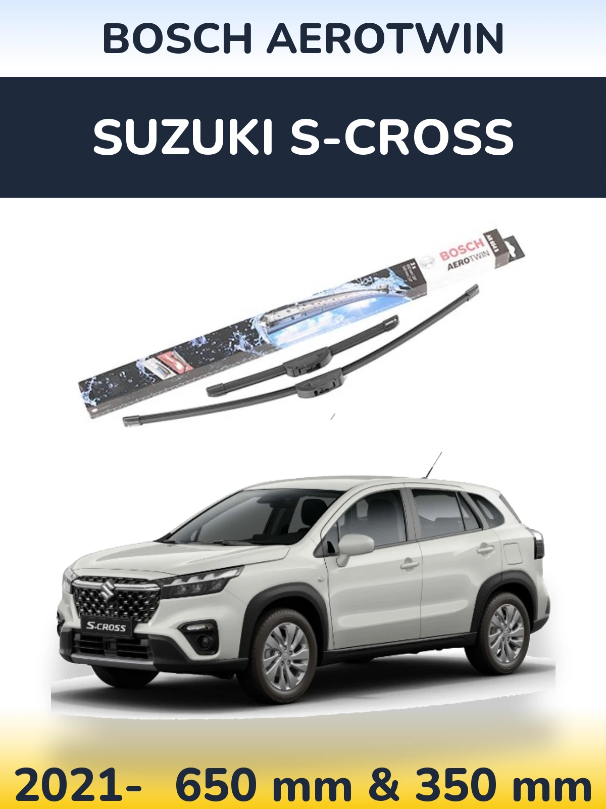 Комплект передних дворников BOSCH AeroTwin 650 & 350 мм для Suzuki S-Cross 2021-2026