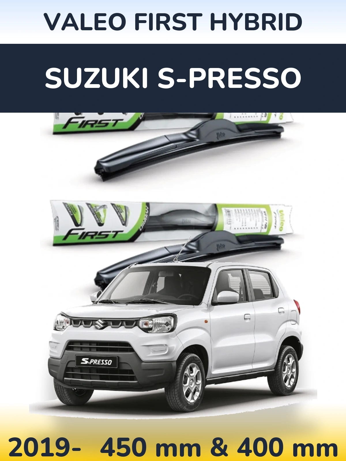 Komplet przednich wycieraczek Valeo First Hybrid 450 & 400 mm do Suzuki S-Presso 2019-2026
